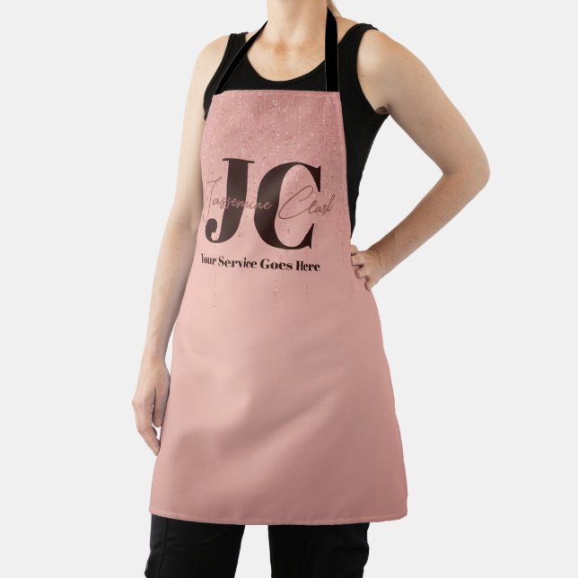 Modern Elegant Pink Salon Monogram  Apron (Insitu)