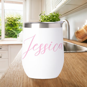 Modern Elegant Pink Script Personalised Name