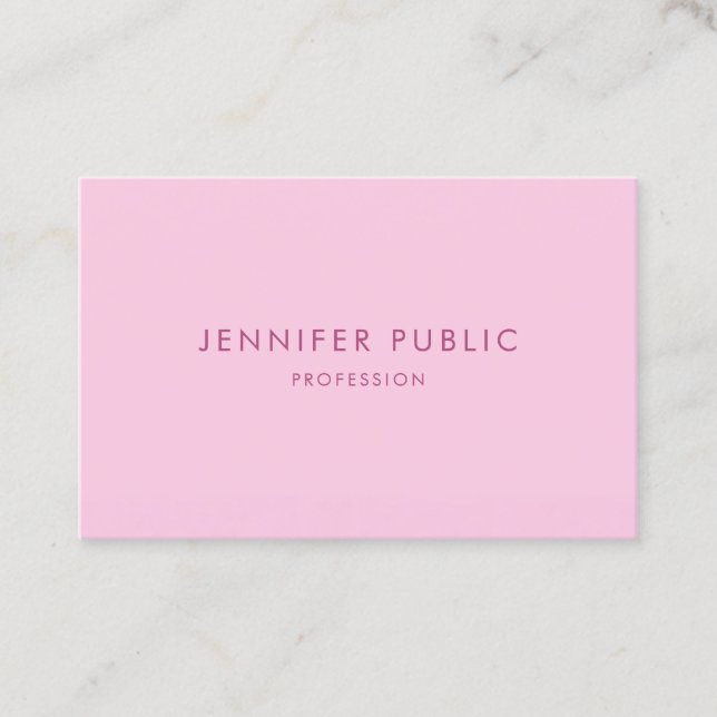 Modern Elegant Pink Template Simple Professional Business Card (Front)