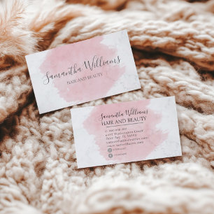 Modern Elegant Pink Watercolor Marble Business Card