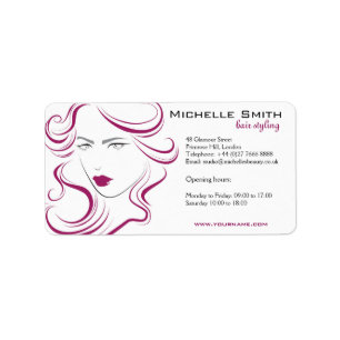 Modern Elegant Pink Wavy Hair Salon Beauty Girl Label