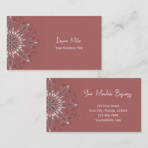 Modern Elegant Pink White Bohemian Mandala Yoga Business Card