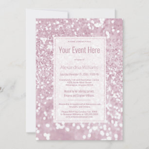 Modern elegant pink white glitter glam Invitation