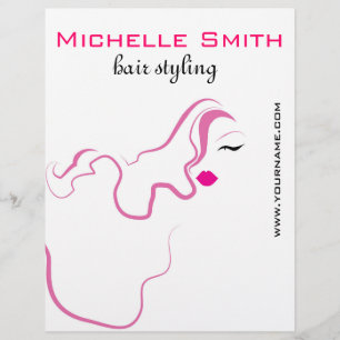 Modern elegant pink white hair stylist beauty girl flyer