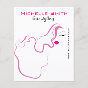 Modern elegant pink white hair stylist beauty girl flyer