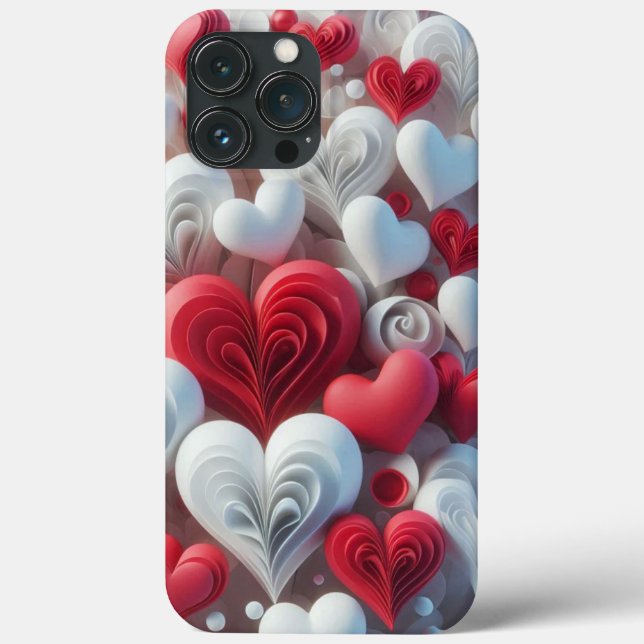 Modern elegant pink white heart valentine  Case-Mate iPhone case (Back)