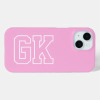 Modern Elegant Pink White Monogram Initials