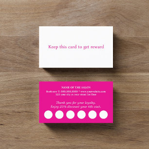 Modern Elegant Pink White Salon  Loyalty Card