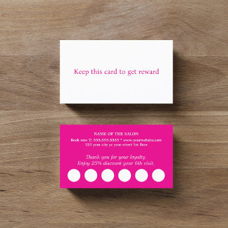 Modern Elegant Pink White Salon Loyalty Card