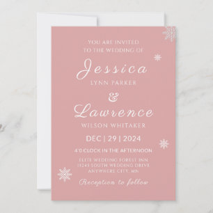 Modern Elegant pink winter wedding Invitation