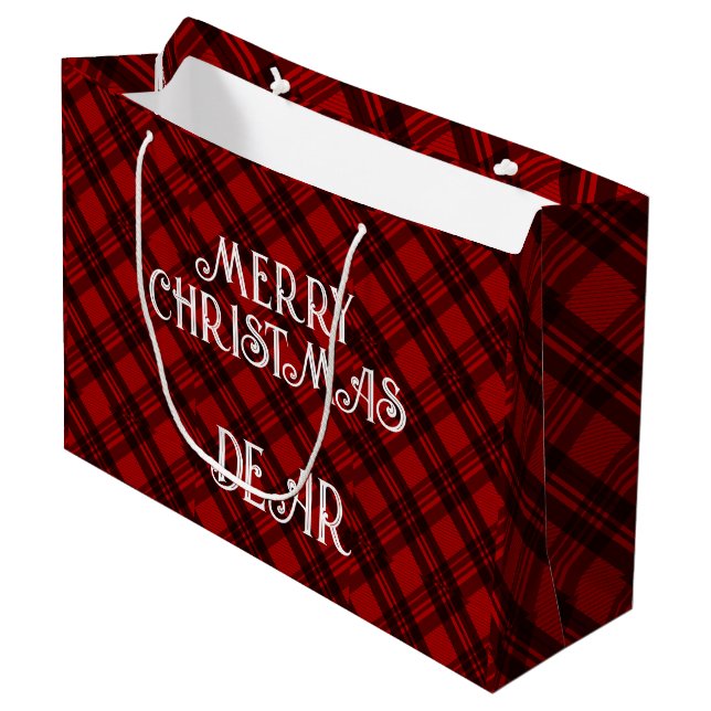 Modern & Elegant Plaid Large Gift Bag (Front Angled)