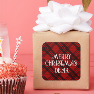 Modern Elegant Plaid Square Sticker