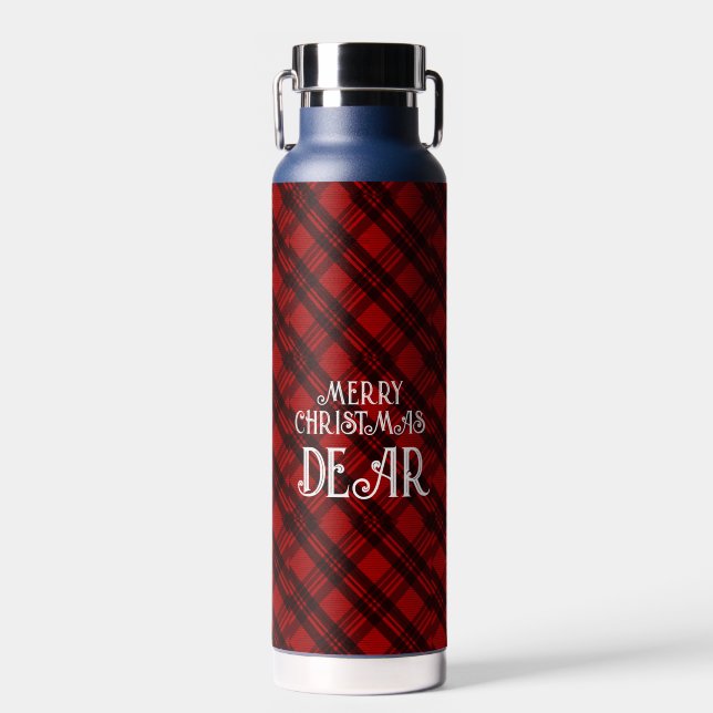 Modern Elegant Plaid Water Bottle (Front)