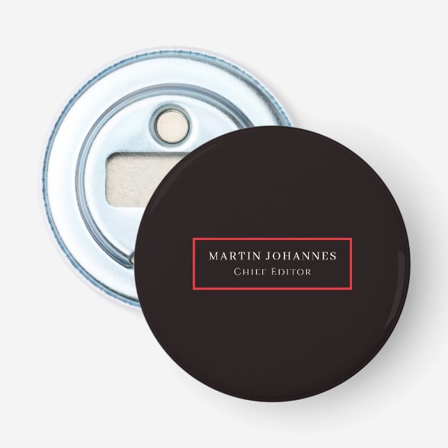 Modern Elegant Plain Black Minimalist Bottle Opener (Front)