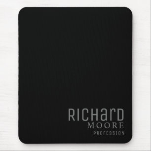 modern elegant plain black monogrammed mouse pad