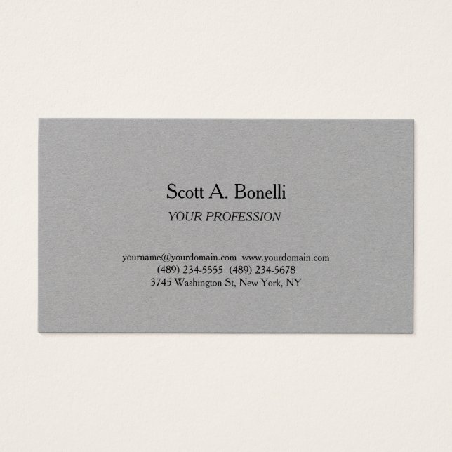 Modern Elegant Plain Grey Business Profile Card (Front)