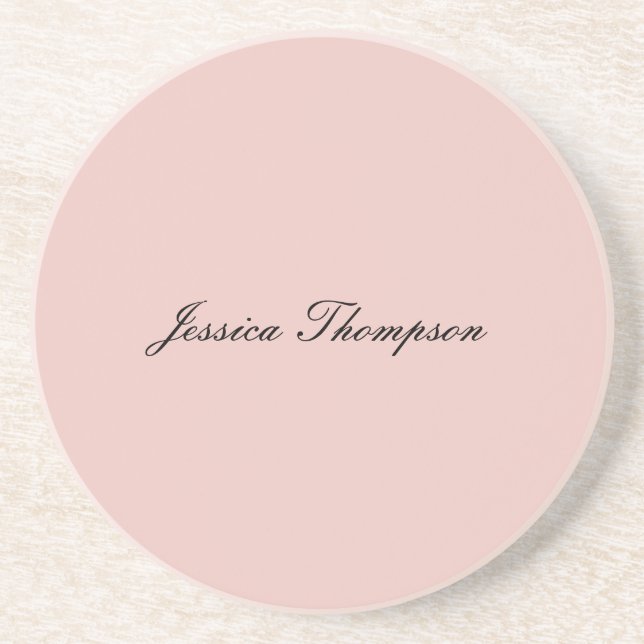 Modern Elegant Plain Name Professional Rose Gold Coaster (Front)