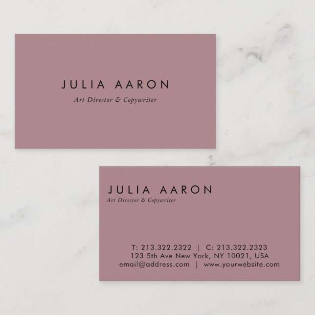 Modern Elegant Plain Professional Brick Red Business Card (Front/Back)