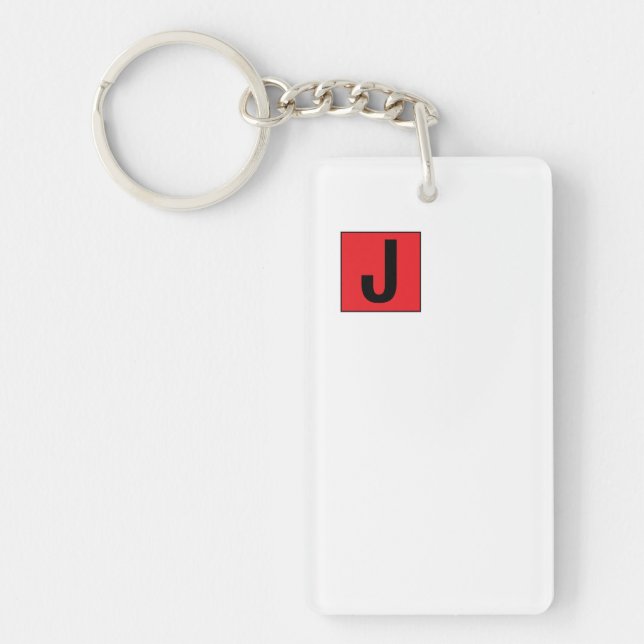 Modern Elegant Plain Professional Monogram Key Ring (Front)