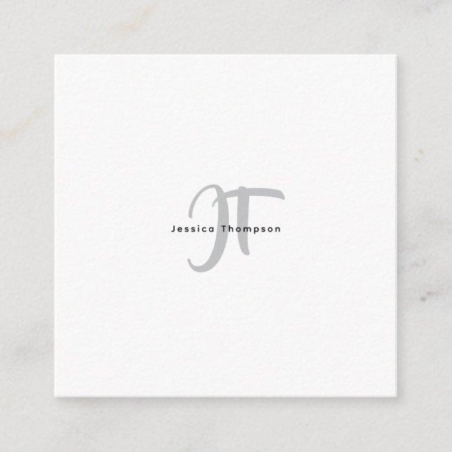 Modern Elegant Plain Professional Name Monogram Enclosure Card (Front)