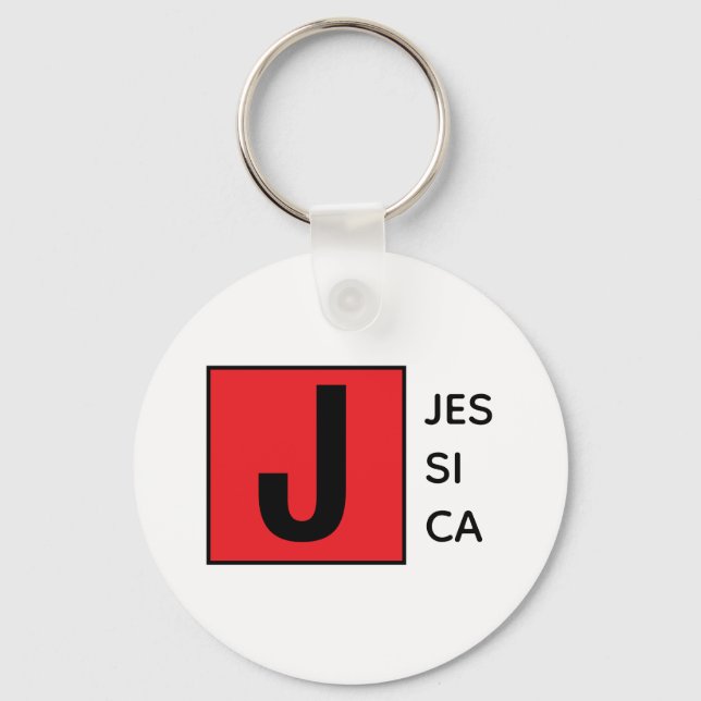 Modern Elegant Plain Professional Name Monogram Key Ring (Front)