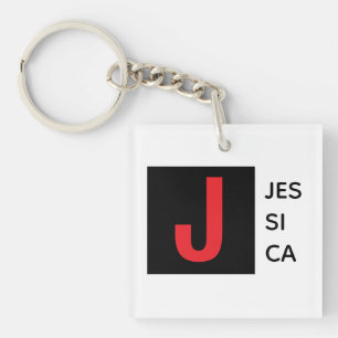 Modern Elegant Plain Professional Name Monogram Key Ring