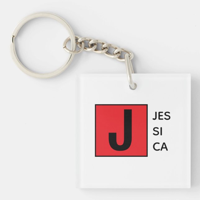 Modern Elegant Plain Professional Name Monogram Key Ring (Front)