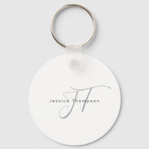Modern Elegant Plain Professional Name Monogram Key Ring