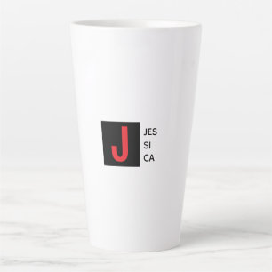 Modern Elegant Plain Professional Name Monogram Latte Mug