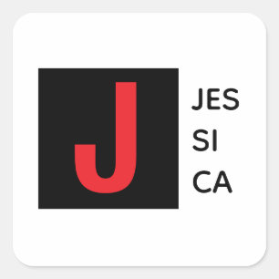 Modern Elegant Plain Professional Name Monogram Square Sticker