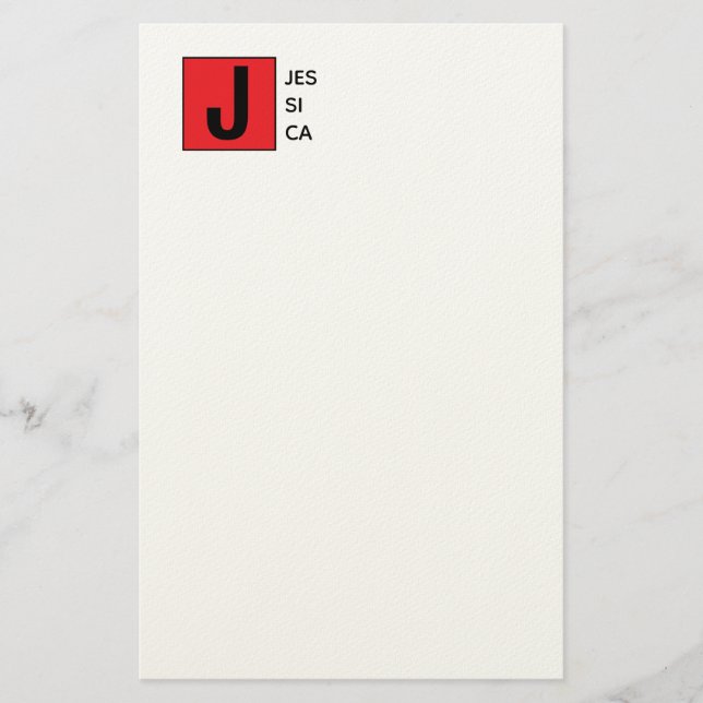 Modern Elegant Plain Professional Name Monogram Stationery (Front)