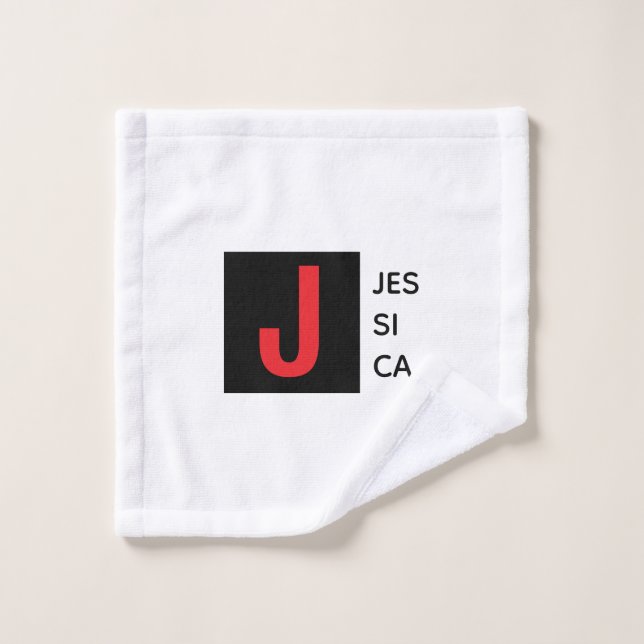 Modern Elegant Plain Professional Name Monogram Wash Cloth (Wash Cloth)