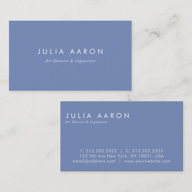 Modern Elegant Plain Professional Teal Blue Business Card (Front/Back)