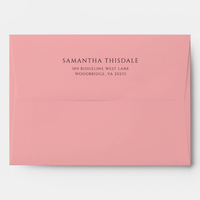 Modern Elegant Plain Return Address Custom Envelope (Back (Top Flap))