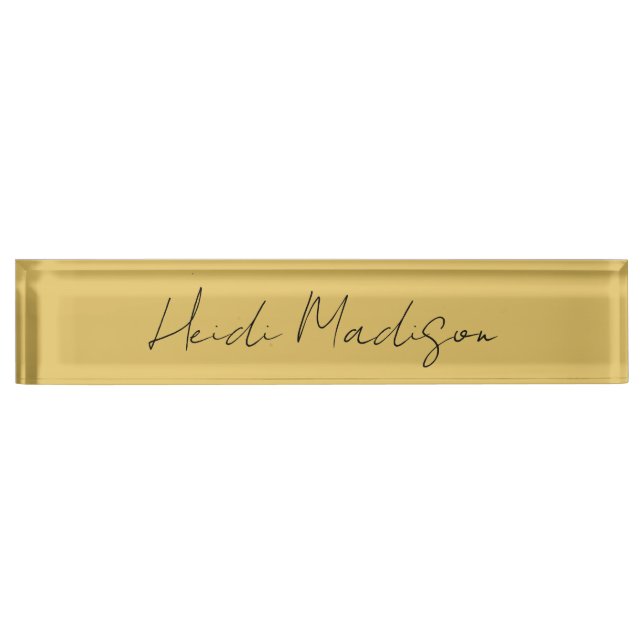 Modern Elegant Plain Simple Gold Colour Calligraph Nameplate (Front)