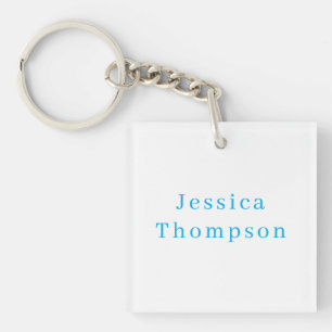 Modern Elegant Plain Simple Professional Name Key Ring