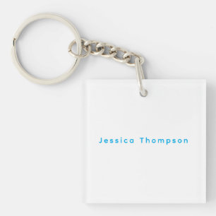 Modern Elegant Plain Simple Professional Name Key Ring