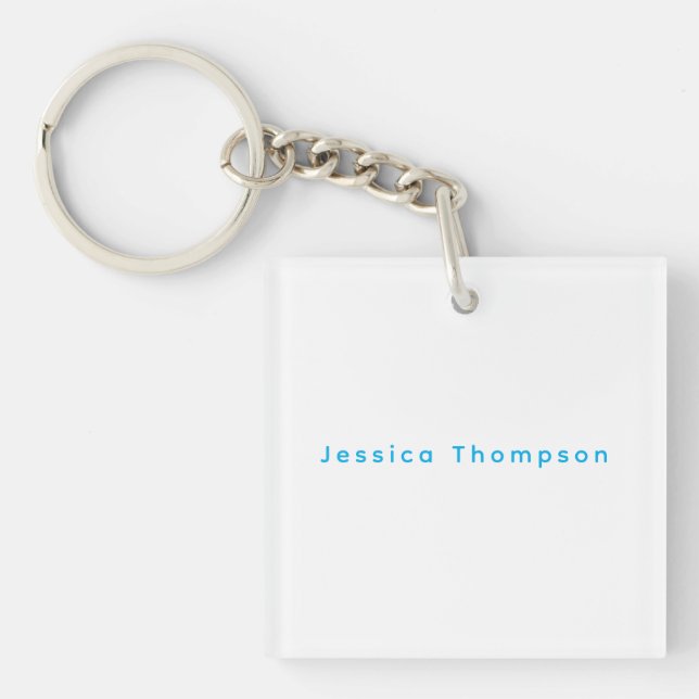 Modern Elegant Plain Simple Professional Name Key Ring (Front)