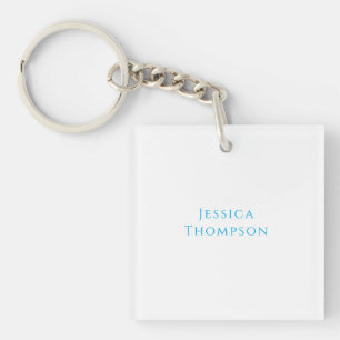 Modern Elegant Plain Simple Professional Name Key Ring