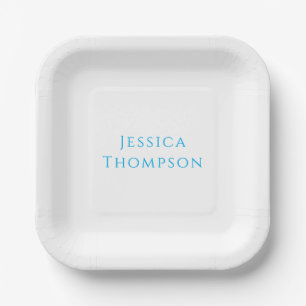 Modern Elegant Plain Simple Professional Name Paper Plate
