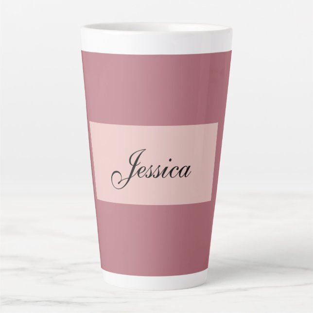 Modern Elegant Plain Simple Rose Gold Your Name Latte Mug (Front)