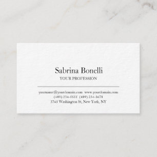 Modern Elegant Plain Simple White Premium Thick Business Card