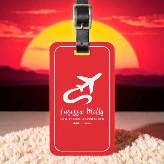 Modern Elegant Plane vivid RED Luggage Tag (Creator Uploaded)