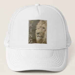 Modern Elegant Pop Art Lion Head The King Template Trucker Hat