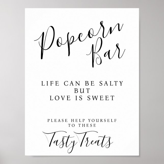 Modern Elegant Popcorn Bar wedding sign (Front)