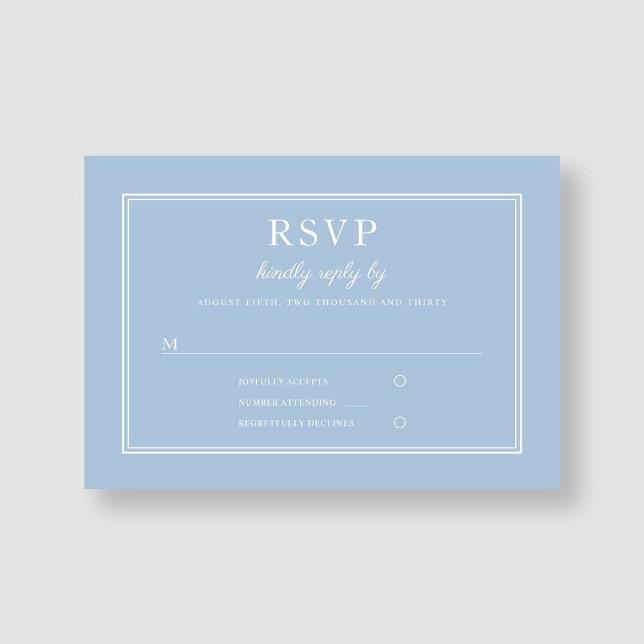 Modern Elegant Powder Blue Script Wedding RSVP Card (Modern Elegant Powder Blue Script Wedding RSVP Card)