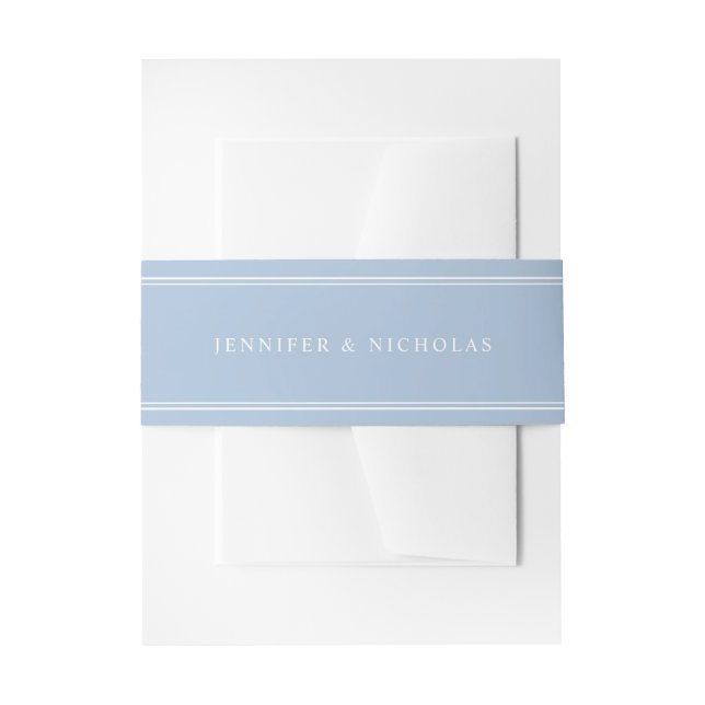 Modern Elegant Powder Blue Wedding Invitation Belly Band (Front Example)