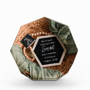 Modern Elegant Pregnancy Announcement keepsake  Photo Block