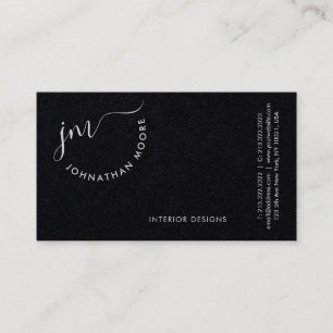 Modern Elegant Premium Black Curvature Monogram Business Card