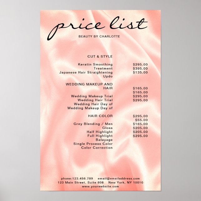 Modern, Elegant Price List Poster (Front)